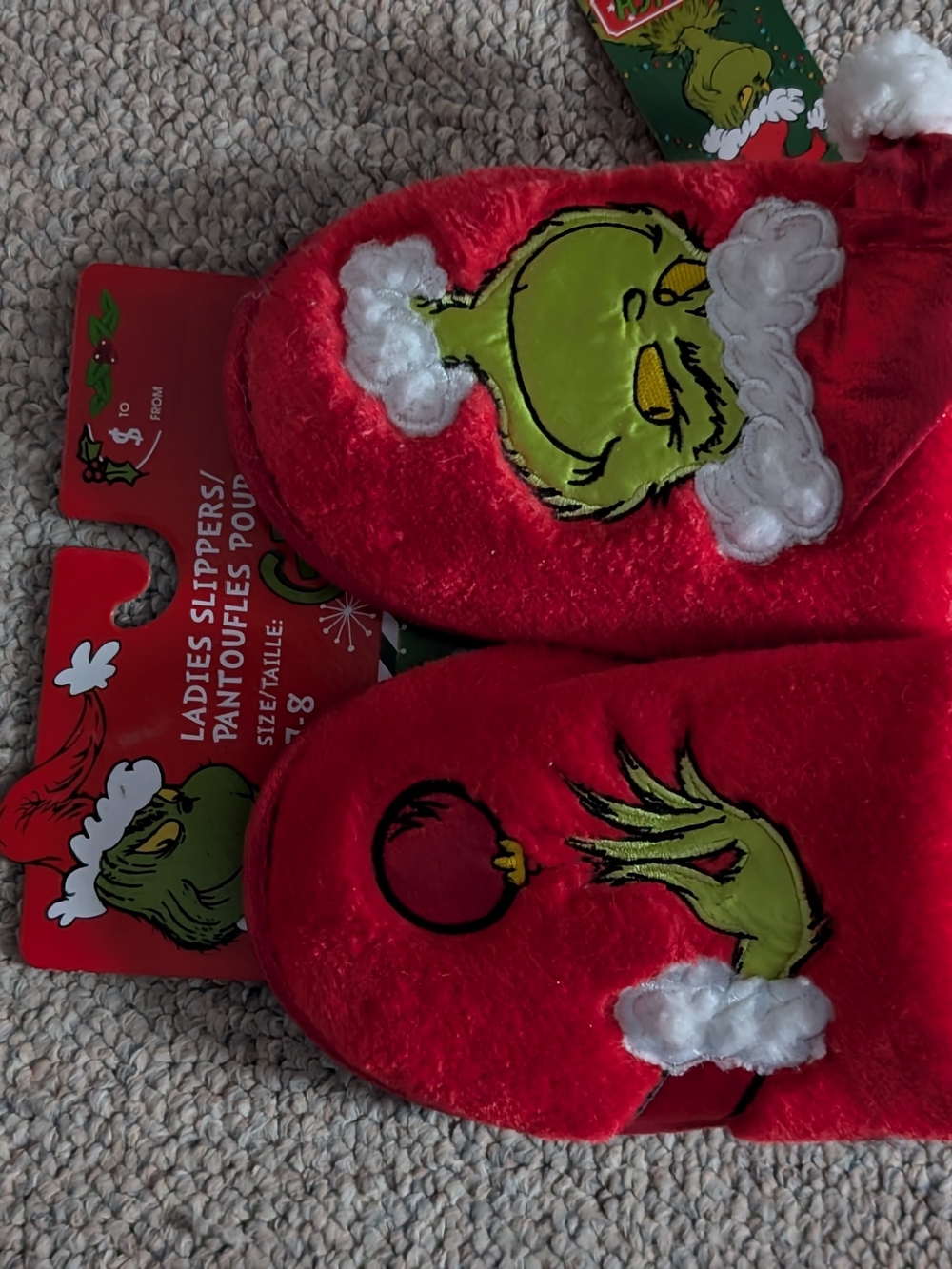 Grinch Red Plush Ladies Slippers